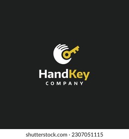 hand holding key logo icon vector template