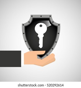 hand holding key security shield data vector illustration eps 10