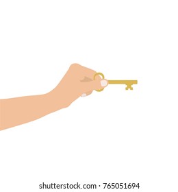 Hand holding a key, vector illustration design. Hands collection.