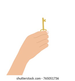 Hand holding a key, vector illustration design. Hands collection.