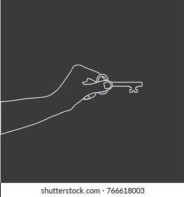 Hand holding a key, vector illustration design. Hands collection.