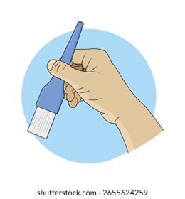 Hand, die eine Tastaturbürste hält. Vektordesign
