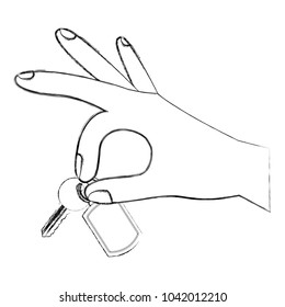 hand holding keychain and key