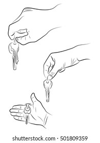 Hand holding keys. house keys