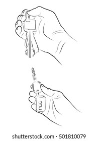 Hand holding keys. house keys
