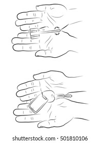 Hand holding keys. house keys
