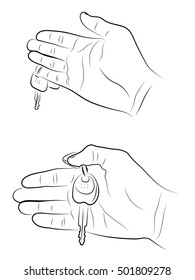 Hand holding keys. Ignition car key