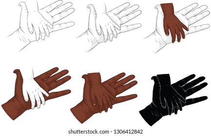 hand holding kid hand together vector