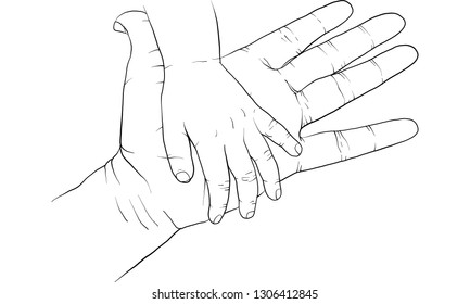 hand holding kid hand together vector