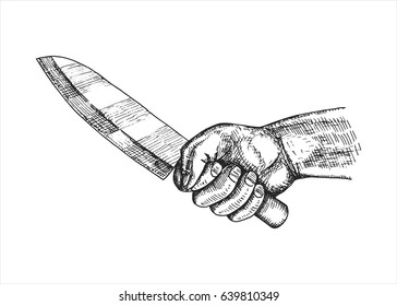 Hand holding kitchen knife