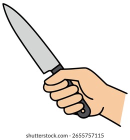 hand holding kitchen knife