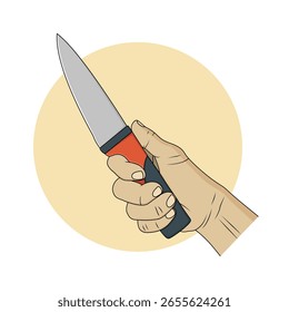 Hand holding kitchen knife