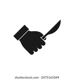 Hand holding knife icon flat style isolated on white background. Vector illustration