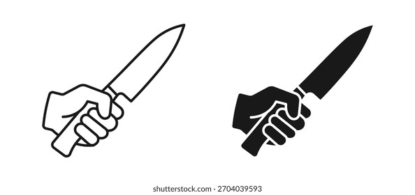 Conjunto de iconos de cuchillo de mano, Ilustración vectorial .