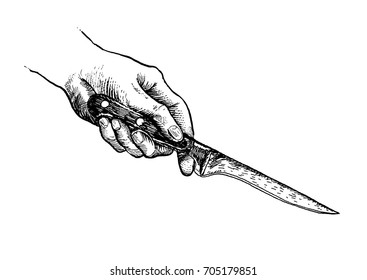 Hand holding knife 
