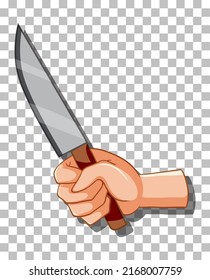 Hand holding knife grid background illustration