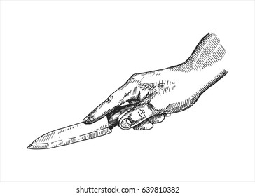 Hand Holding Knife Vector Stock Vector (Royalty Free) 639810382 ...