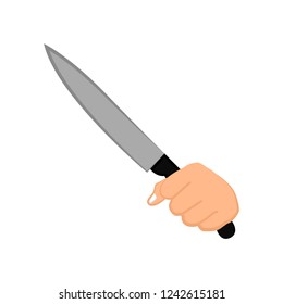 Hand holding a knife. Vector illustration design