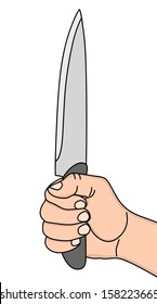 hand holding knife, vector illustration