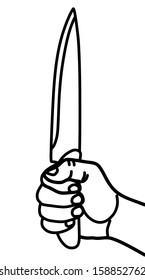 hand holding knife, vector illustration 