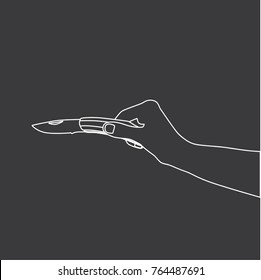 Hand holding a knife, vector illustration design. Hands collection.