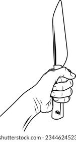 hand holding knife for vector object