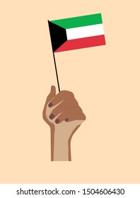 Hand holding Kuwait Flag, Flag Day, National Day - Vector Illustration