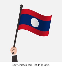 Hand Holding Laos Waving Flag
