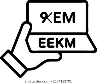 Hand holding laptop with holographic Turkish flag and 29 Ekim text isolated on white background concept as Camera movement Pan across the hand holding a laptop displaying a hologra