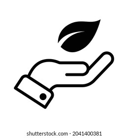 Hand, die das Leaf-Symbol hält Vektorgrafik.