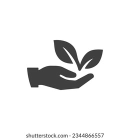 hand holding leaf icon vector image