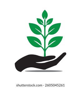 Hand Holding Leaf Symbol of Human Responsibility and Care for Nature
