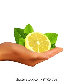 hand holding lemon