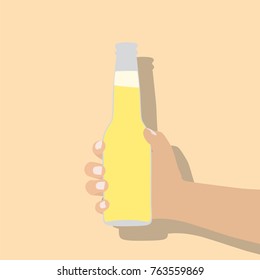 Hand holding a lemon soda , vector illustration design. Hands collection.