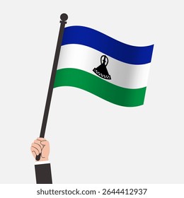 Hand Holding Lesotho Waving Flag