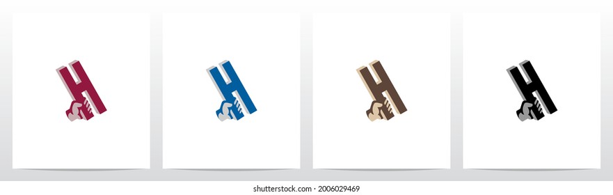 Hand Holding Letter Logo Design H