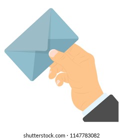 
Hand holding a letter to post, an icon for mail service 
