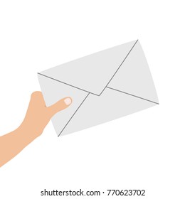 Hand holding a letter, vector illustration design. Hands collection.