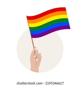 Hand Holding Lgbt Colored Flag On Stock Vector (Royalty Free ...