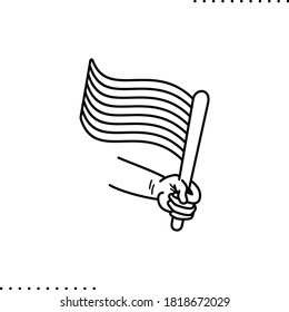 hand holding a LGBT flag vector icon in outline