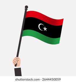 Hand Holding Libya Waving Flag