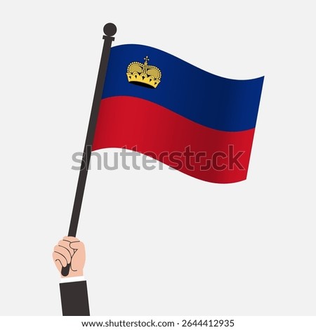 Hand Holding Liechtenstein Waving Flag