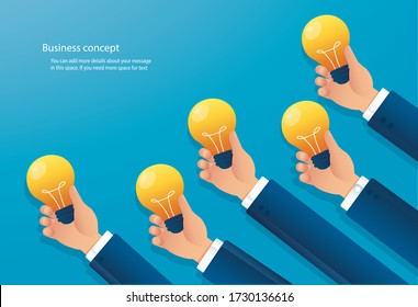 azulado de la mano que sujeta la luz. concepto creativo. ilustración vectorial EPS10