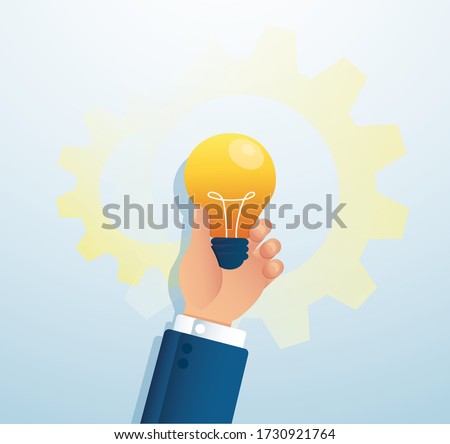 hand holding light blub. creative concept. vector illustration EPS10 