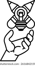 A hand is holding a light bulb