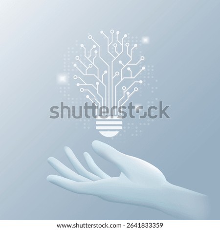 Hand holding light bulb circuit, Creative artificial intelligence technology Idea concept