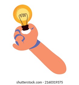 hand holding a light bulb icon