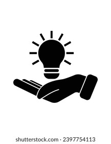 icono de la bombilla de mano, mejor icono plano del vector.