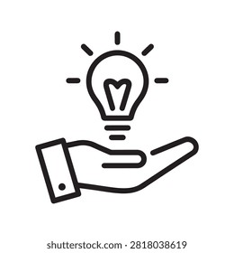 Hand holding a light bulb icon, representing innovation, creativity, and problemsolving