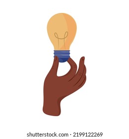 hand holding light bulb isolated icon